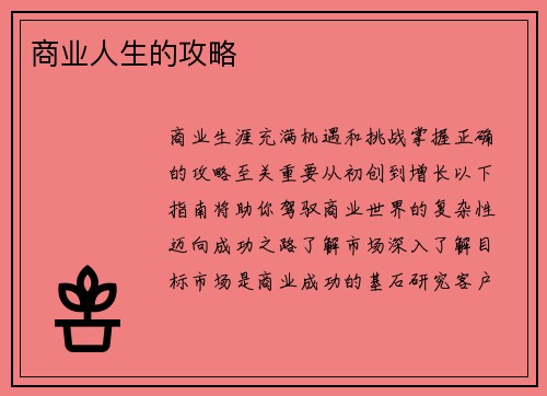 商业人生的攻略